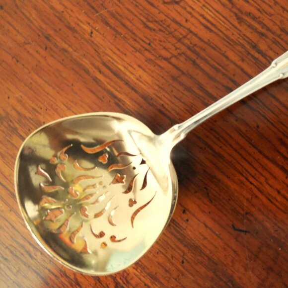 Gorham Norfolk Sterling Silver Confection Spoon Gold Wash c1904 - Picture 7 of 9